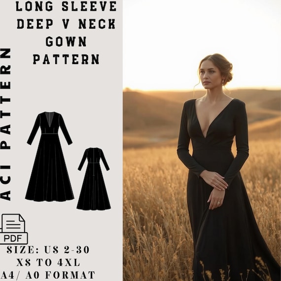 black wrap dress amazon Mylena Dress PDF Sewing Pattern Range B main image 1