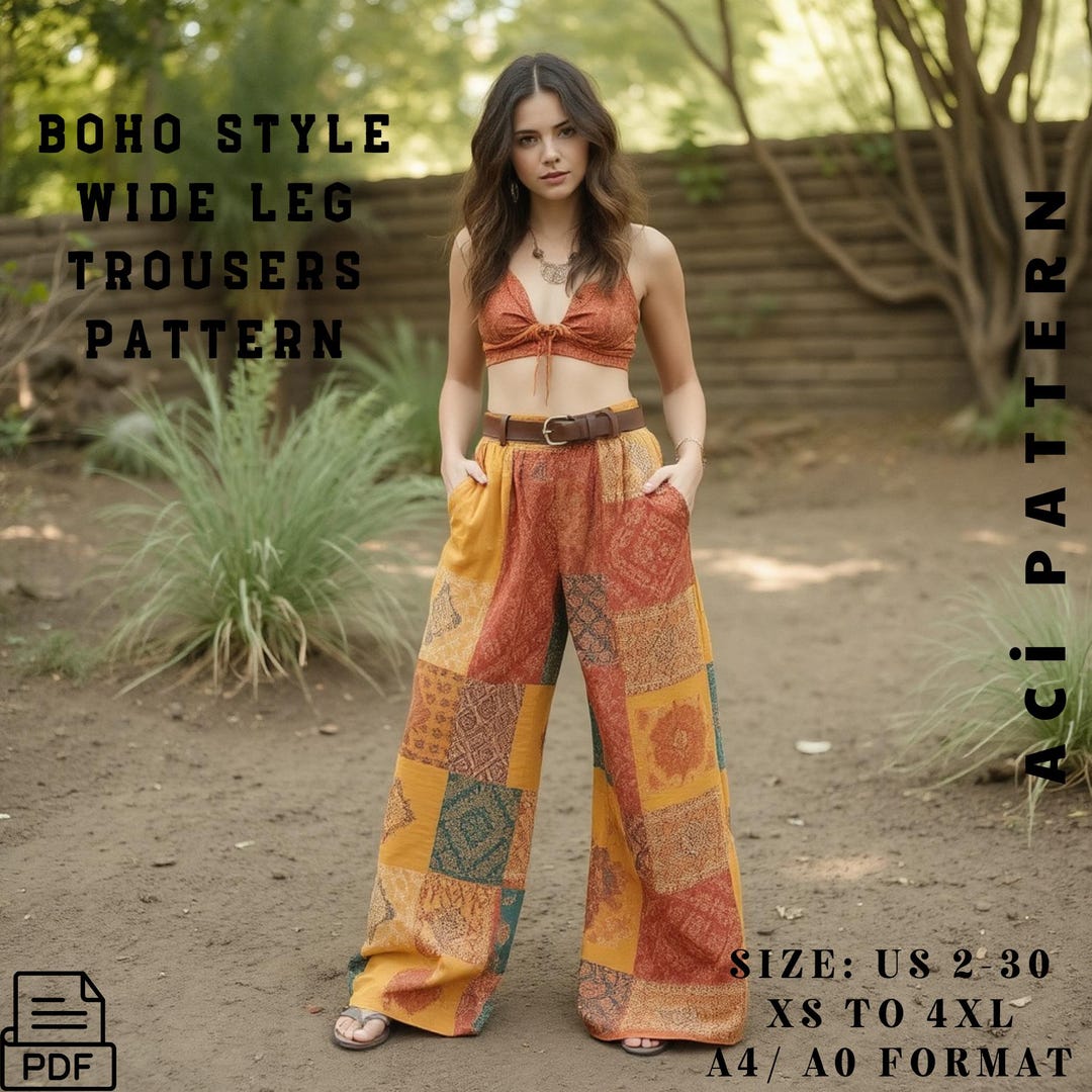 Giovanna Boho Pattern High Waist Wide Leg Loose Pants main image 0