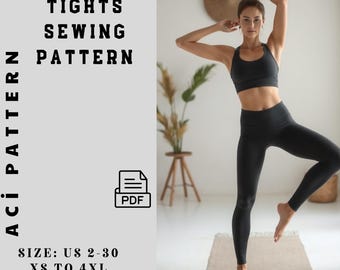 Sports Leggings PDF Sewing Pattern - Women's Yoga and Workout Clothes - Leggings for Fitness and Yoga - Easy Pattern - DIY Sportswear