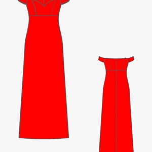 Off Shoulder Sweetheart Neck Dress Sewing Pattern, Prom Dress PDF Sewing Pattern Instant Download, Bridesmaid Dress PDF A4-A0 Format 2To 30 image 9
