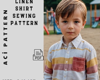Modello di cucito per camicia con tasca in lino per bambino (PDF)