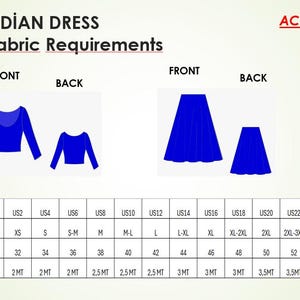Indian Dress Sewing Pattern, Lehenga Choli dress,Indian Skirt and Blouse, PDF Ladies size 2 to 30-A4-US-A0 Format image 4