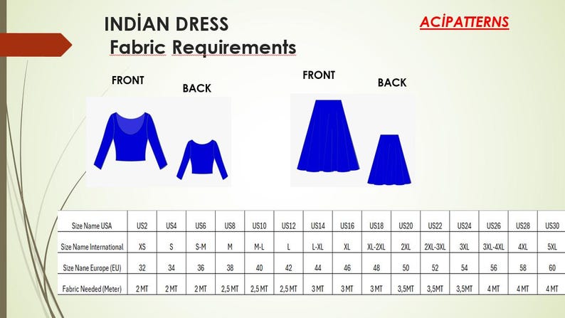 Indian Dress Sewing Pattern, Lehenga Choli dress,Indian Skirt and Blouse, PDF Ladies size 2 to 30-A4-US-A0 Format image 4