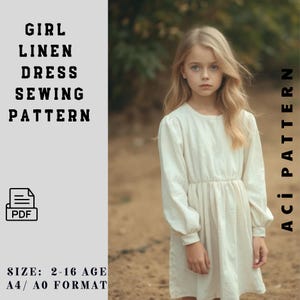 Bishop Sleeve Dress Sewing Pattern -PDF Instant Download- Girl Dress Pattern- Baby Dress Sewing Pattern - Suitable for Beginners - DIY dress