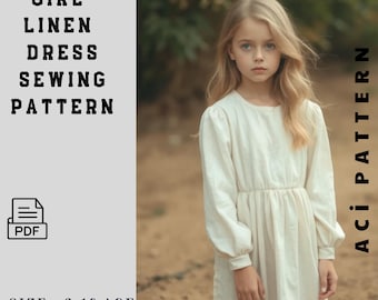 Bishop Sleeve Dress Sewing Pattern -PDF Instant Download- Girl Dress Pattern- Baby Dress Sewing Pattern - Suitable for Beginners - DIY dress