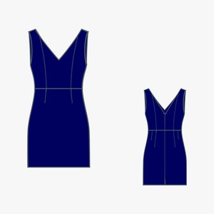 V-Neck Mini Dress Sewing Pattern, Easy sewing Pattern, Prom Dress Pattern,  Evening Gown, Ladies size 2 to 30-A4-US LETTER-A0 Format