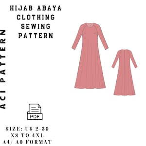Abaya Pdf Sewing Pattern , A line Dress , Arabic National Dress Patterns,raglan sleeve dressUS Sizes 2-30, Plus Size Pattern