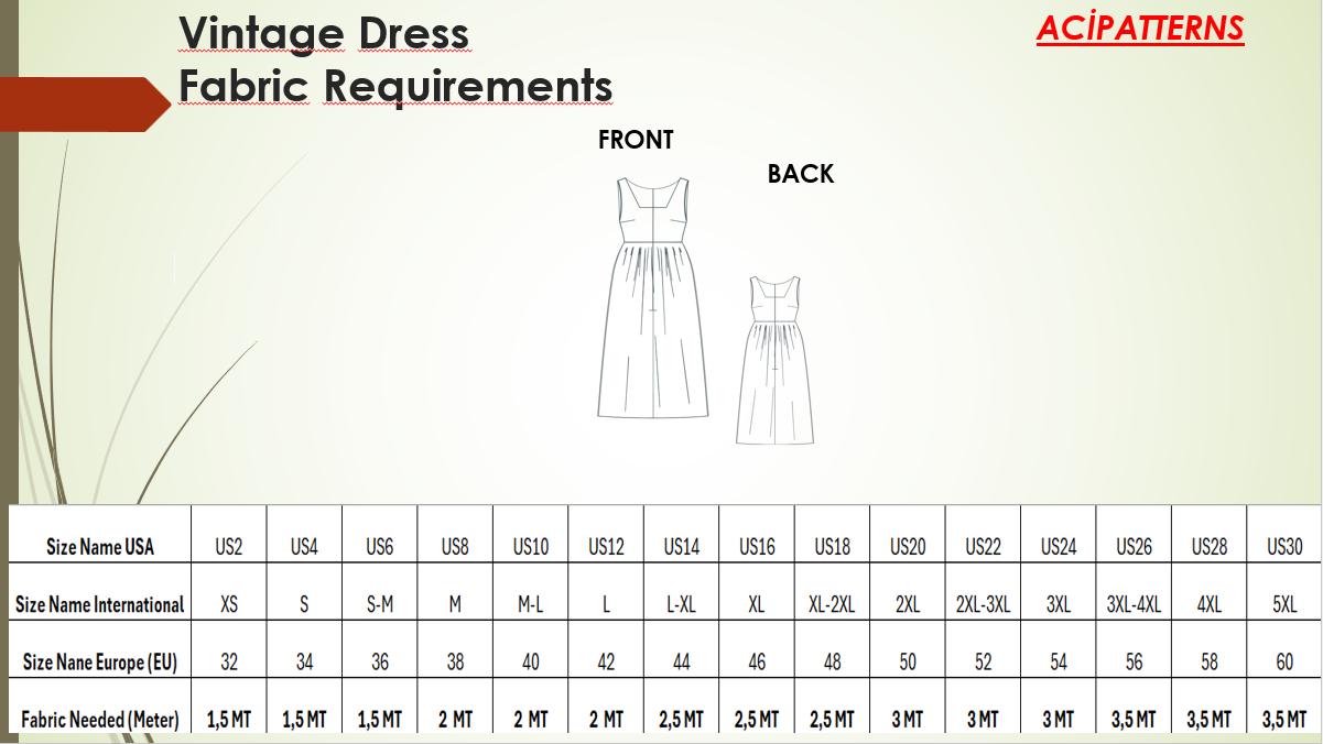 Vintage Square Neck Apron Dress Sewing Pattern, General