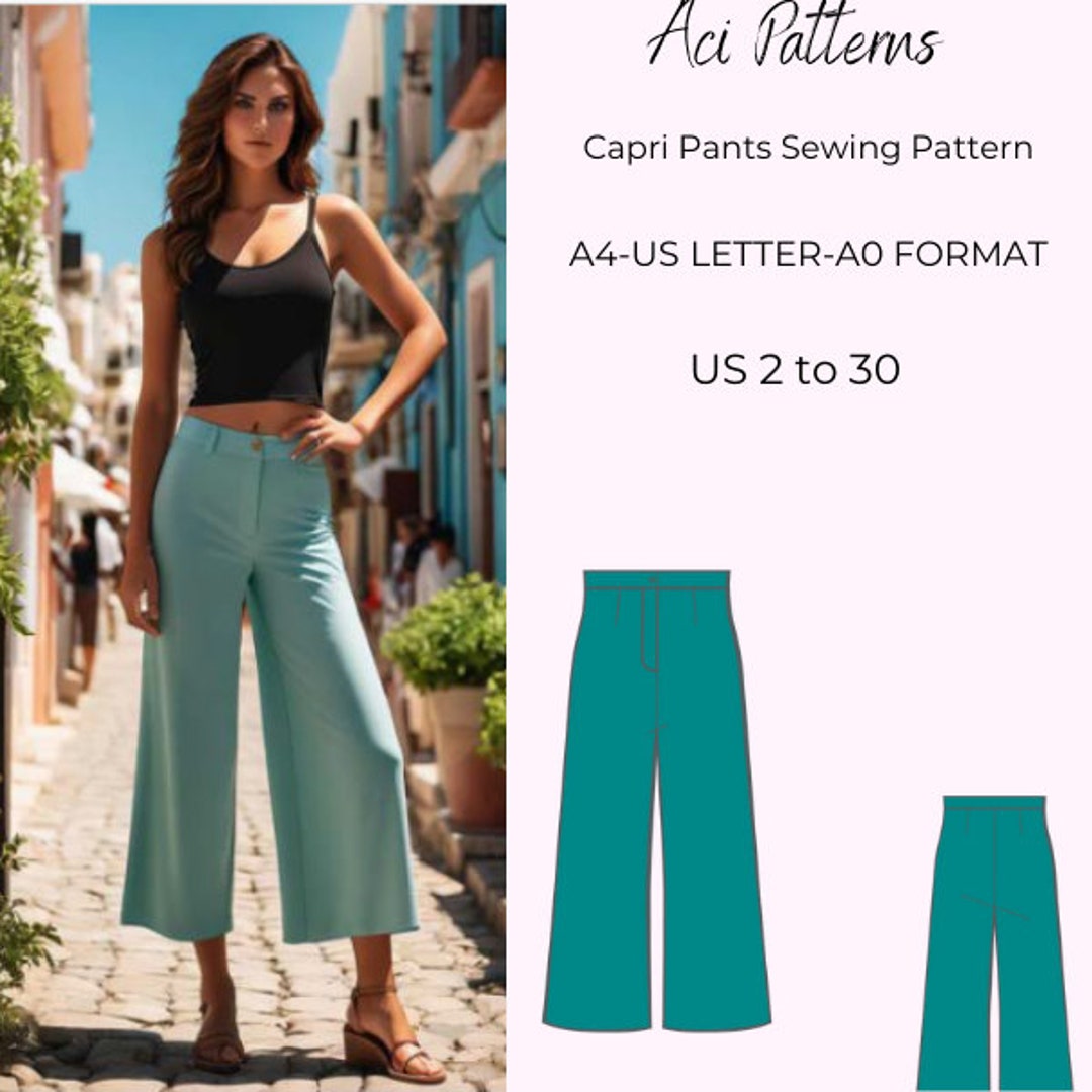Capri Pattern Capri Leggings Sewing Pattern, Straight Pants PDF Sewing, Instant ...