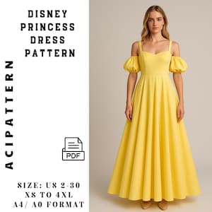 Princess Sleeve Dress - Disney Princess Dress Cosplay - Cinderella Dress - Elf Dress -Elsa Ball Gown - Halloween Costume -PDF Sewing Pattern