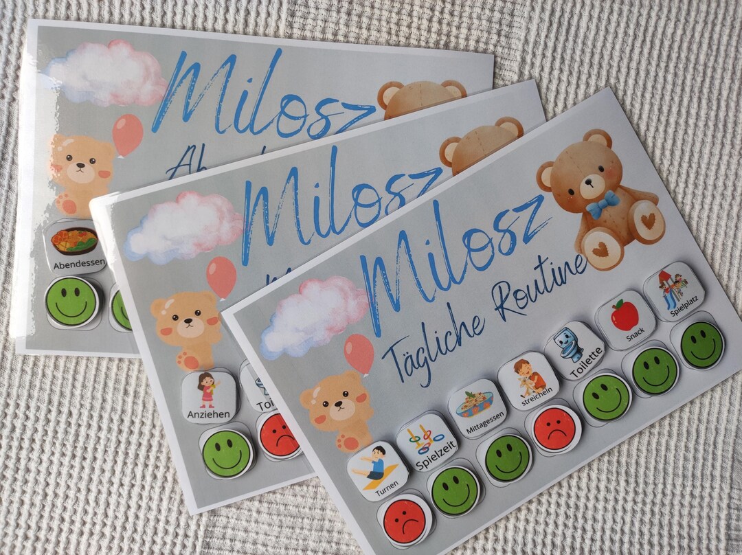 Personalized Morning Routine for Children teddy Bear Theme Daily ...