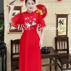 Ao Dai Thai Tuan/ Ao dai be le/3 colors / Ao dai Tet Luna New Year/ Bridesmaid Ao Dai Vietnamese / Pre-made Modernized Vietnamese/ No pants. image 2