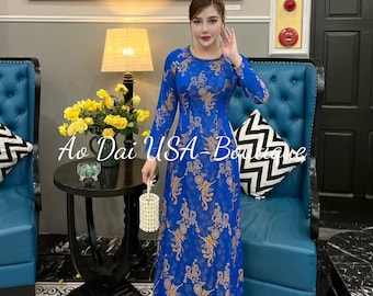 Lua gấm Long Phụng Thái Tuấn/Pre-made Vietnamese Traditional Ao Dai For Women/ Ao Dai For Girls/No pants inclued.