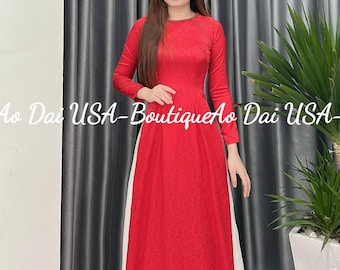 Lua to tam thai tuan/Thai tuan silk/ Light red color to tam thai tuan  / Women long dress/No pants inclued/