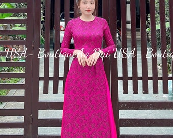 Gấm thái tuấn mem/ Ao dai gấm thái tuan/ Traditional dresses Viet Nam/Pre-made Vietnamese Traditional Ao Dai For Women/No pants Inclued.