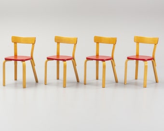 Alvar Aalto Chair 69 chairs by ARTEK. Set of 4 Scandinavian Midcentury chairs. 60s
