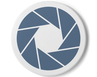 Portal Aperture Science Modern Logo Coaster: Retro Game Fan Gift (White/Steel Blue)