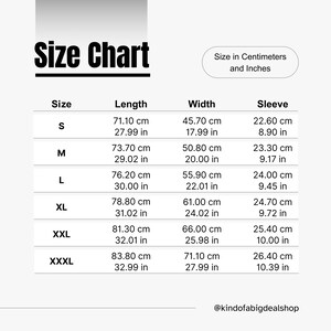 Puede incluir: Tabla de tallas para ropa con medidas en pulgadas y cent&iacute;metros. Las tallas incluyen S, M, L, XL, XXL y XXXL. Las medidas se proporcionan para la longitud, el ancho y la manga.