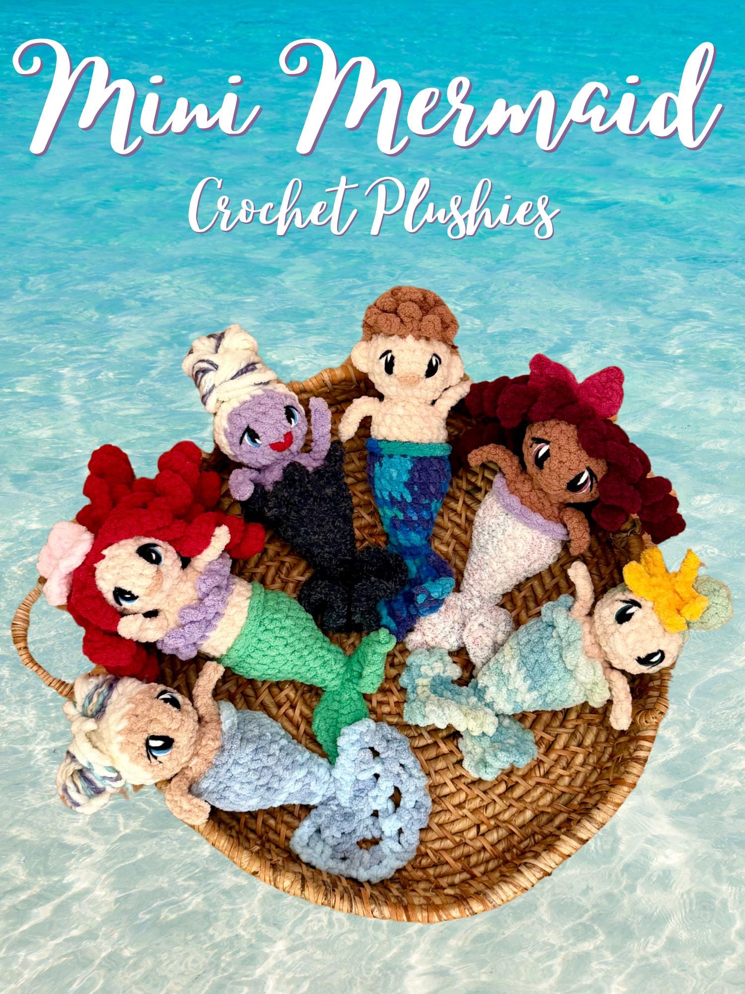 Mini Mermaid Crochet Plushies – Handmade Stuffed Dolls – Soft Safe Gifts for Kids, Babies & Mermaid Lovers – Ocean Toy Collectibles
