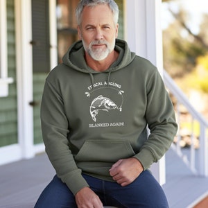Fishing Hoodie &quot;Ethical Angling Blanked Again&quot; Mens Gift Fishing Gifts for Men Jumper Dad Gifts Sweatshirt Dad Gift Funny Hooded Sweatshirt