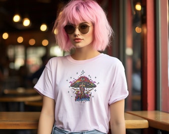 Psychedelic Magic Mushrooms shirt Colorful Mushroom T-Shirt, Trippy Nature Tee, Unisex Jersey Short Sleeve Tee
