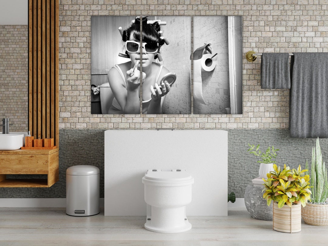 Woman on Toilet Bathroom Wall Art Restroom Wall Art New Home Wall ...