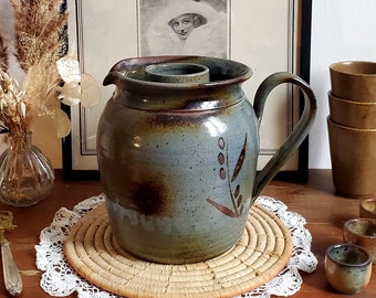 Gros pichet carafe vintage en grès émaillé signé Taber