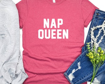 NAP QUEEN Organic T-shirt Tee Shirt Top Eco Friendly High Quality Water based print Super Soft unisex sizes Worldwide Nap, Sleep, Lazy, Rest