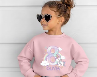 Personalized Unicorn Birthday Sweatshirt; Birthday Girl Gift