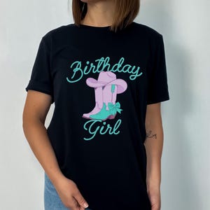 Birthday Girl Shirt, Western Cowgirl Tee, Pink Cowboy Boot Shirt, Country Birthday Outfit, Rodeo Theme Tee, Christmas Gift Idea
