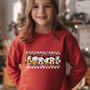 Checkered Disney Christmas Toddler Sweatshirt, Mickey And Friends Christmas Kids Shirt, Xmas Kids Sweatshirt, Disney Christmas Toddler Shirt