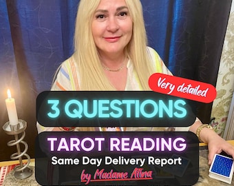Informe personalizado de 3 preguntas en PDF / Informe escrito de lectura psíquica / Interpretación intuitiva del tarot