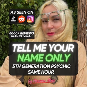 May include: A silver-toned headpiece featuring intricate metalwork and small green beads worn across the forehead. The image includes text overlays stating AS SEEN ON TIKTOK REDDIT INSTAGRAM, 6000+ REVIEWS REDDIT VIRAL, TELL ME YOUR NAME ONLY, 5TH GENERATION PSYCHIC SAME HOUR, and by Madame Atina.
