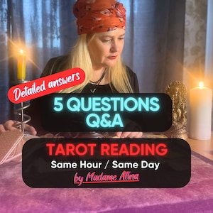 5 Questions Tarot Reading, Psychic Answers, Tarot Reading Service, Detailed Psychic Reading, Same Day Reading