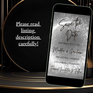 Editable Save the Date Wedding Invitation- Animated Video- Silver Wedding Invite w/ Sparkles- Digital Text Message Invite- Wedding Day