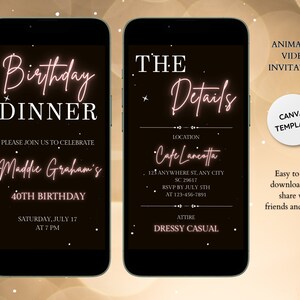 Cute Birthday Dinner Party Invitation Digital Invite Animated Video Birthday Invite- Digital Invitation Party invite for Birthday Party