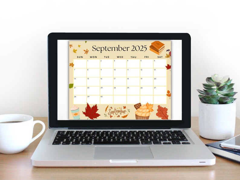 EDITABLE September 2025 Calendar, Printable Fall Calendar W/ Fall ...