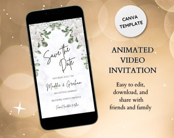 Elegant Save the Date Digital Wedding Invitation- Animated Video Wedding Invite- Text Message Invite for Big Wedding Day- Digital Invite
