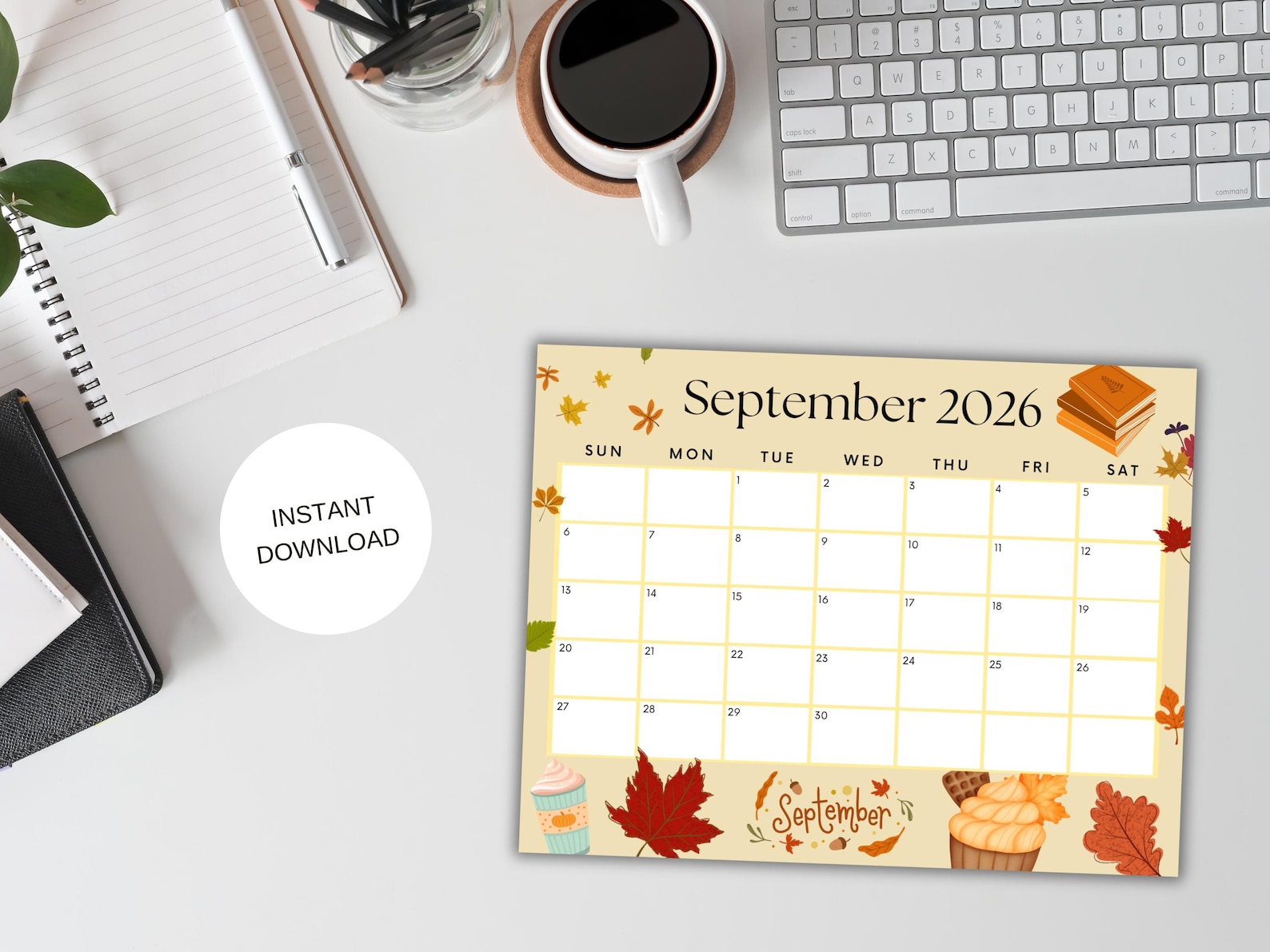 EDITABLE September 2026 Calendar, Printable Fall Calendar W/ Fall ...