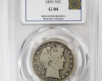 90% Silver Barber Half Dollar, 1899, NGL Graded, G 04