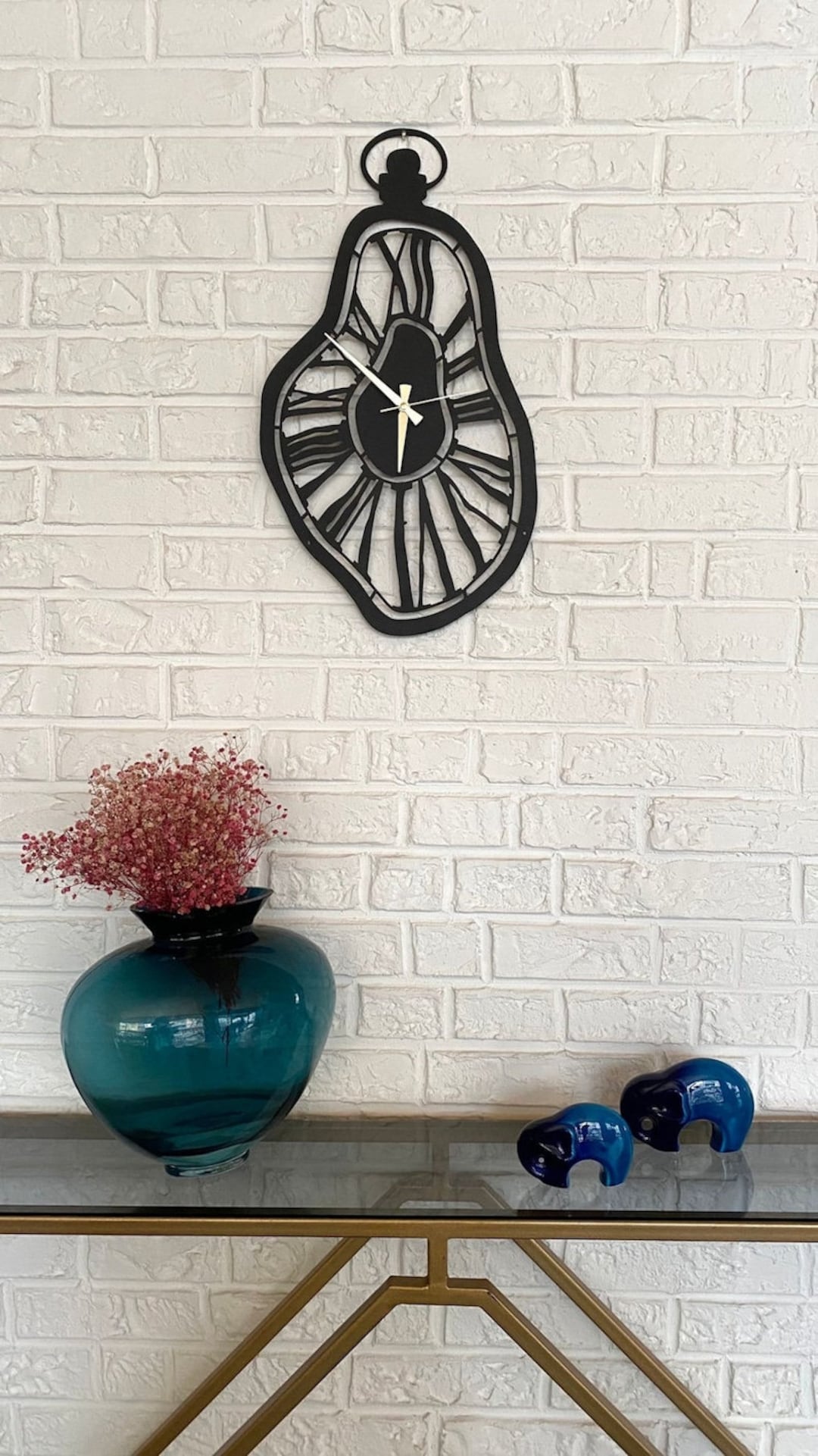 Dali Melting Clock Metal Wall Decor Salvadore Dali Golden Wall Clock