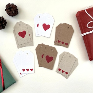 Geschenkanhänger – Herzen in Aquarellfarben | 18 Anhänger aus Papier, Graspapier und Kraftpapier für Geschenke, Geburtstage und Weihnachten