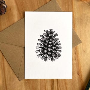 Ab 2,30 Euro: Postkarte – Tannenzapfen als Tuschezeichnung | A6 Karte, Grußkarte | Motiv mit Lineart Zeichnung – Zapfen, Wald, Herbst, Natur