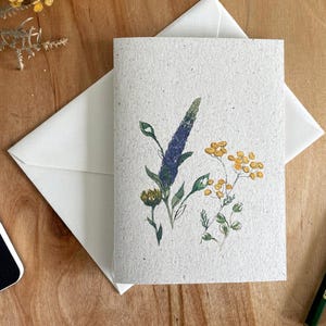 Ab 2,70 Euro: Graspapier-Klappkarte – Sommerblumen in Aquarellfarben | A6 Karte als Geburtstagskarte, Grußkarte | Motiv Wildblumen, Blumen