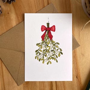Ab 2,30 Euro: Postkarte – Mistelzweig in Aquarellfarben | A6 Weihnachtskarte | Karte mit Mistelzweig, Weihnachten, Winter Botanicals