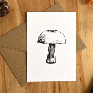 Ab 2,30 Euro: Postkarte – Pilz als Tuschezeichnung | A6 Karte als Geburtstagskarte, Grußkarte | Lineart Zeichnung mit Herbst, Natur, Wald