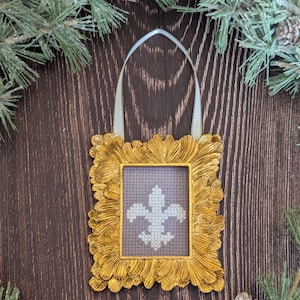 Fleur De Lis Cross Stitch Christmas Ornament