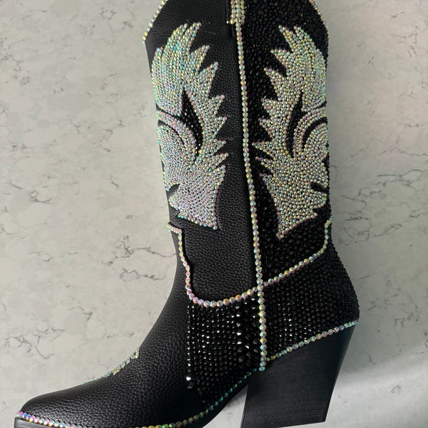 Put Rhinestone On Boot Rhinestone Boots - Etsy
