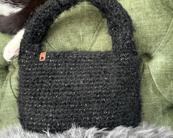 handmade black fluffy bag