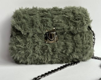 Handmade Green fur bag